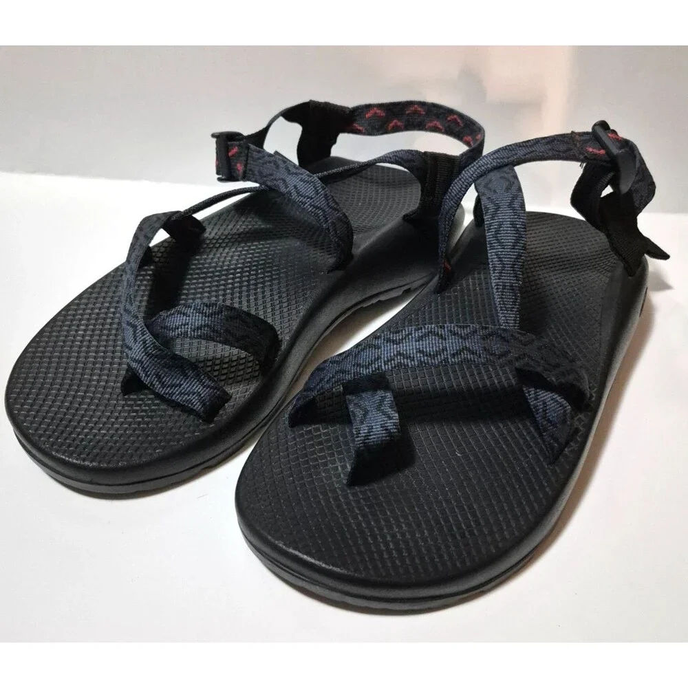 Chaco Men's Black & Navy Comfort Sandals Adjustable Straps Rubber Soles Sz M12